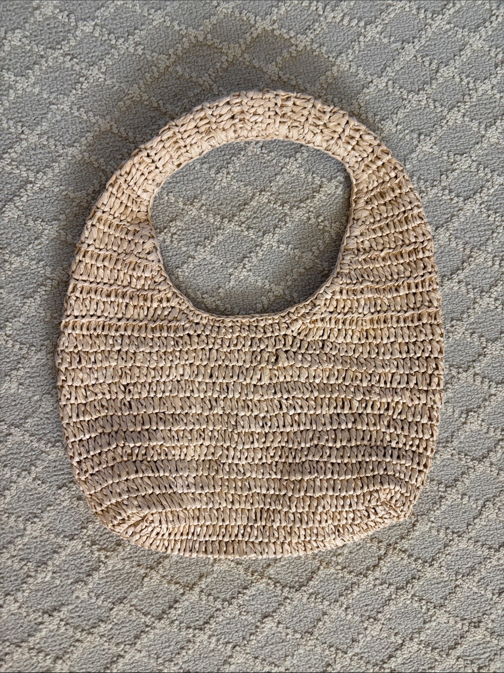 Woven Straw Tote Bag in Natural Beige